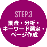 STEP03：調査・分析・キーワード選定・ページ作成